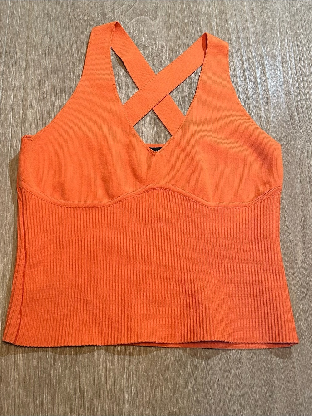 Women’s Cross-Back Ribbed Tank Top - Orange Sincerely Jules Size L